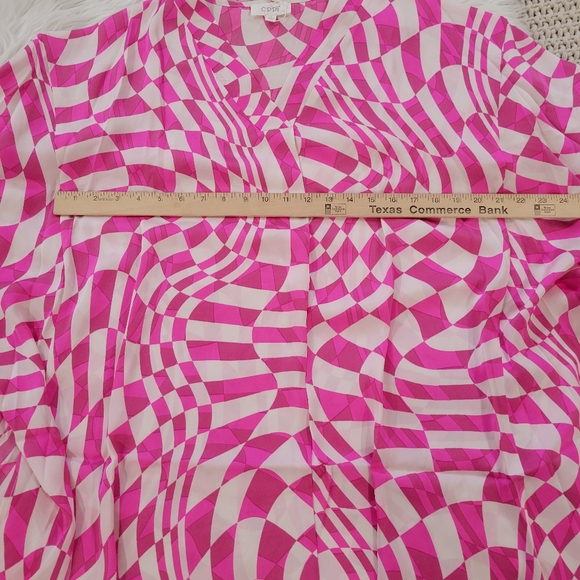 Women's Pink Shift Woven Print Dress Small Summer Vacation Beachy‎ - Picture 7 of 8